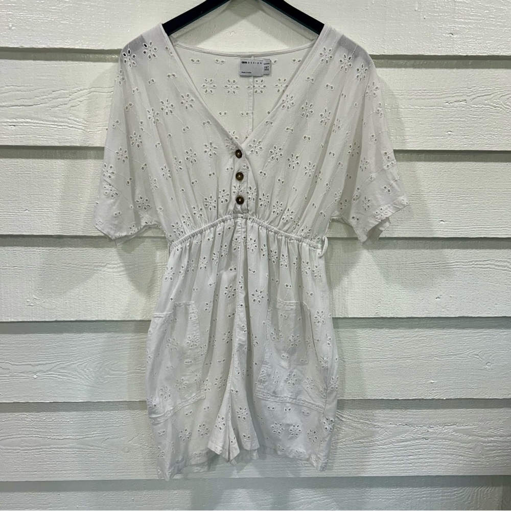 ASOS Design Maternity White Cotton Romper Cover Up Size 6